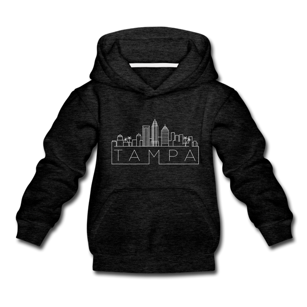 Tampa, Florida Youth Hoodie - Skyline Youth Tampa Hooded Sweatshirt - charcoal gray