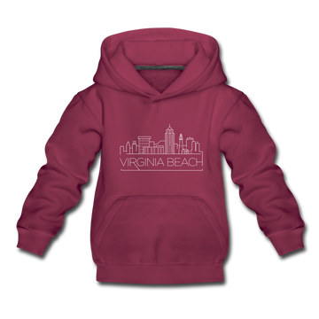 Virginia Beach, Virginia Youth Hoodie - Skyline Youth Virginia Beach Hooded Sweatshirt - burgundy