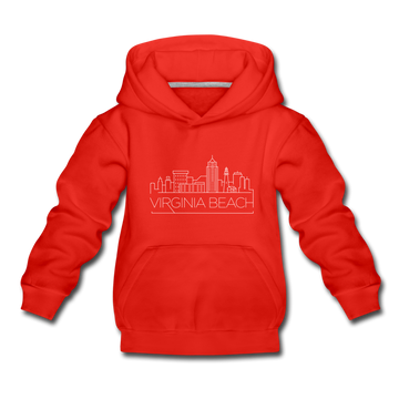 Virginia Beach, Virginia Youth Hoodie - Skyline Youth Virginia Beach Hooded Sweatshirt - red