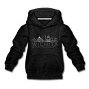 Wichita, Kansas Youth Hoodie - Skyline Youth Wichita Hooded Sweatshirt - charcoal gray
