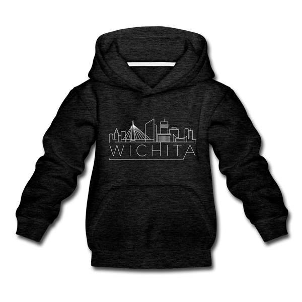 Wichita, Kansas Youth Hoodie - Skyline Youth Wichita Hooded Sweatshirt - charcoal gray