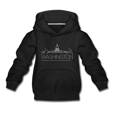 Washington DC Youth Hoodie - Skyline Youth Washington DC Hooded Sweatshirt - black