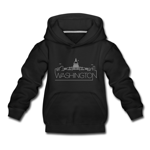Washington DC Youth Hoodie - Skyline Youth Washington DC Hooded Sweatshirt - black