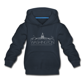 Washington DC Youth Hoodie - Skyline Youth Washington DC Hooded Sweatshirt - navy