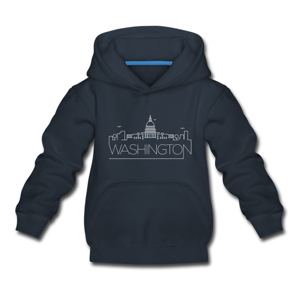 Washington DC Youth Hoodie - Skyline Youth Washington DC Hooded Sweatshirt - navy