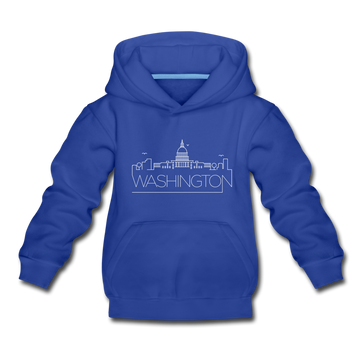 Washington DC Youth Hoodie - Skyline Youth Washington DC Hooded Sweatshirt - royal blue