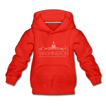 Washington DC Youth Hoodie - Skyline Youth Washington DC Hooded Sweatshirt - red
