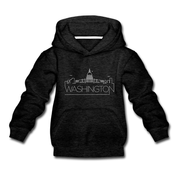Washington DC Youth Hoodie - Skyline Youth Washington DC Hooded Sweatshirt - charcoal gray