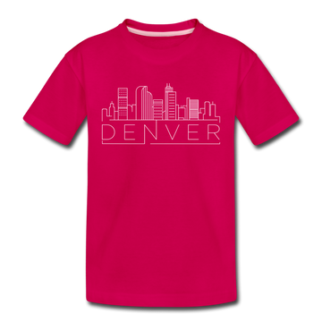 Denver, Colorado Youth T-Shirt - Skyline Youth Denver Tee - dark pink