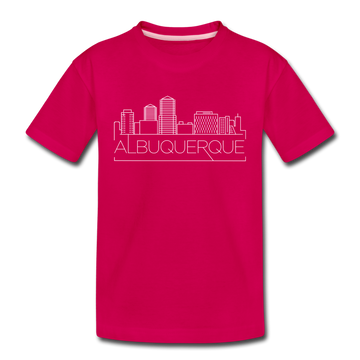 Albuquerque, New Mexico Youth T-Shirt - Skyline Youth Albuquerque Tee - dark pink