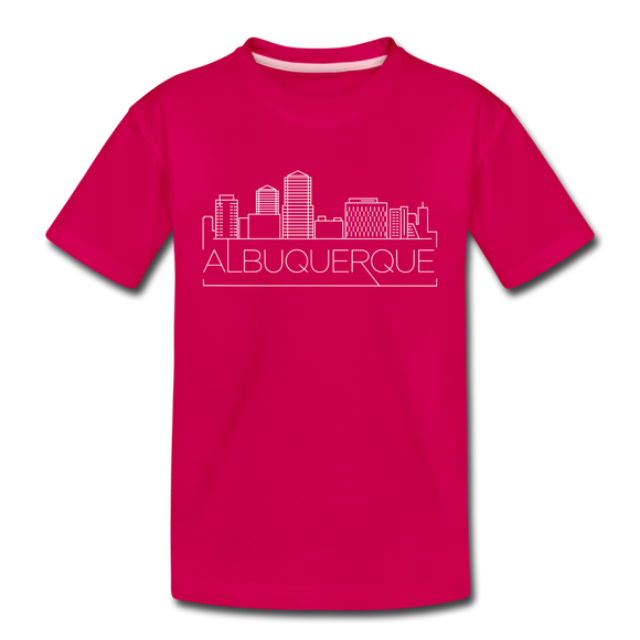 Albuquerque, New Mexico Youth T-Shirt - Skyline Youth Albuquerque Tee - dark pink