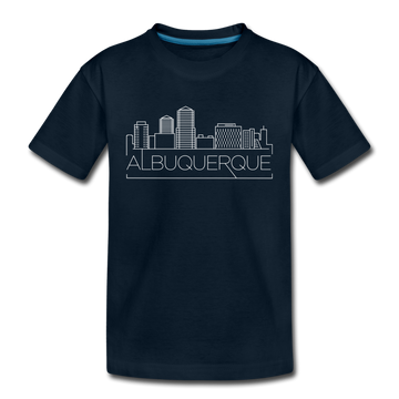 Albuquerque, New Mexico Youth T-Shirt - Skyline Youth Albuquerque Tee - deep navy