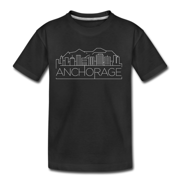 Anchorage, Alaska Youth T-Shirt - Skyline Youth Anchorage Tee - black