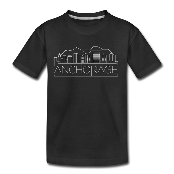 Anchorage, Alaska Youth T-Shirt - Skyline Youth Anchorage Tee - black