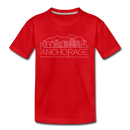 Anchorage, Alaska Youth T-Shirt - Skyline Youth Anchorage Tee - red