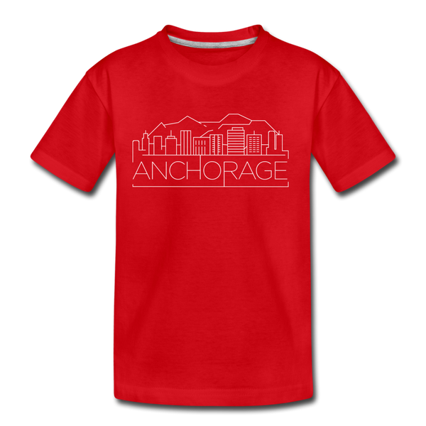 Anchorage, Alaska Youth T-Shirt - Skyline Youth Anchorage Tee - red