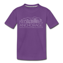 Anchorage, Alaska Youth T-Shirt - Skyline Youth Anchorage Tee - purple