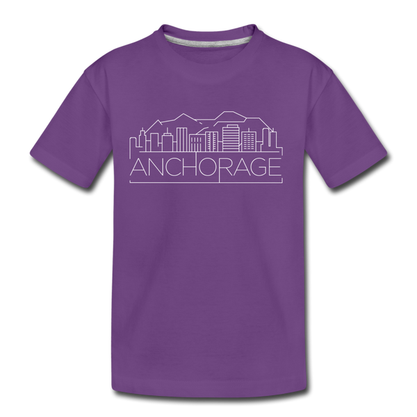 Anchorage, Alaska Youth T-Shirt - Skyline Youth Anchorage Tee - purple