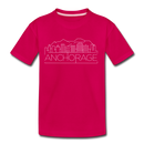 Anchorage, Alaska Youth T-Shirt - Skyline Youth Anchorage Tee - dark pink