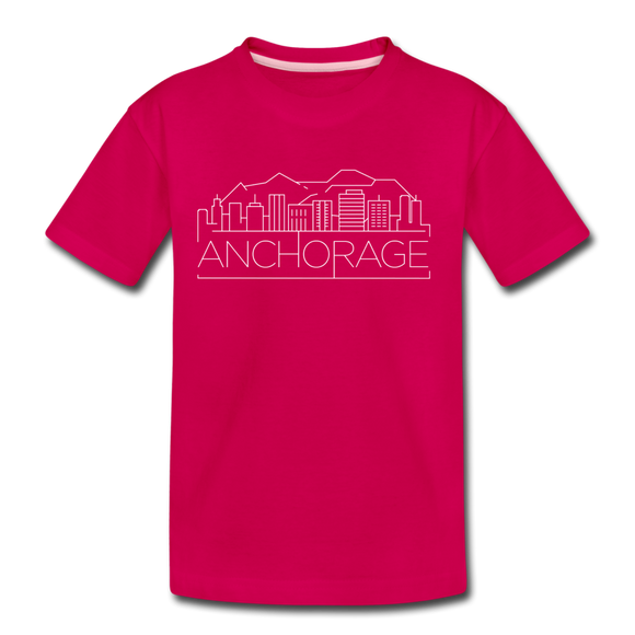 Anchorage, Alaska Youth T-Shirt - Skyline Youth Anchorage Tee - dark pink
