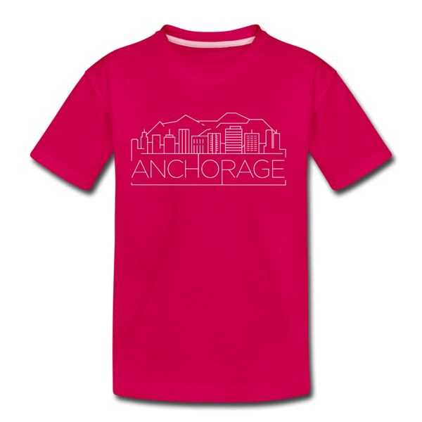 Anchorage, Alaska Youth T-Shirt - Skyline Youth Anchorage Tee - dark pink