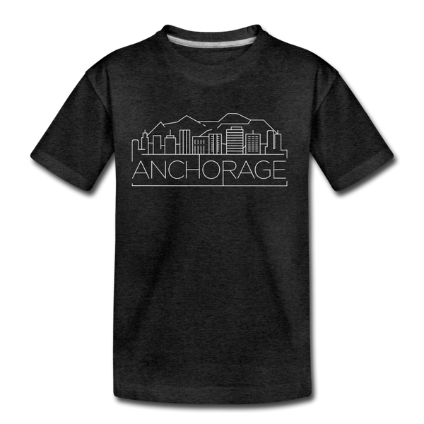 Anchorage, Alaska Youth T-Shirt - Skyline Youth Anchorage Tee - charcoal gray