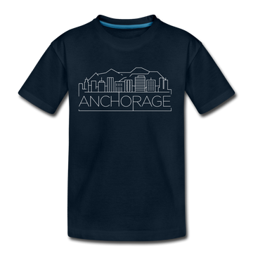 Anchorage, Alaska Youth T-Shirt - Skyline Youth Anchorage Tee - deep navy