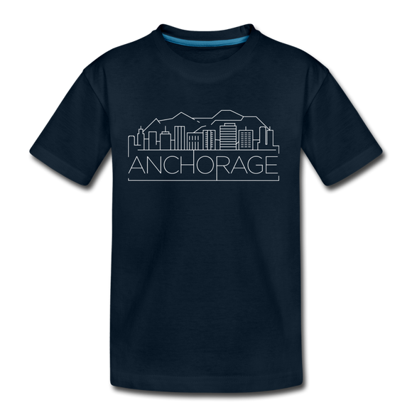 Anchorage, Alaska Youth T-Shirt - Skyline Youth Anchorage Tee - deep navy