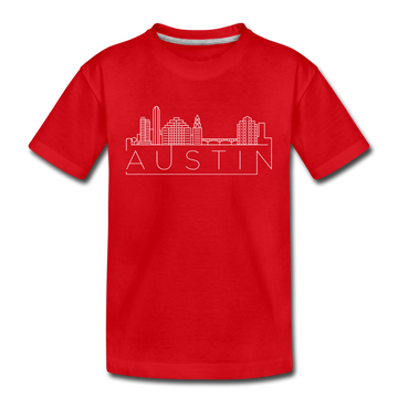 Austin, Texas Youth T-Shirt - Skyline Youth Austin Tee - red