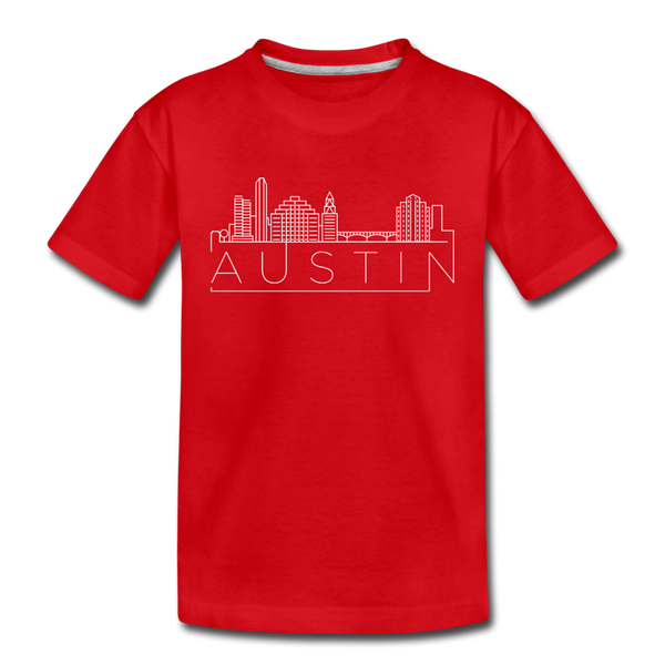 Austin, Texas Youth T-Shirt - Skyline Youth Austin Tee - red
