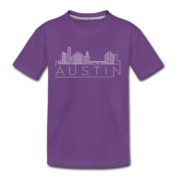 Austin, Texas Youth T-Shirt - Skyline Youth Austin Tee - purple