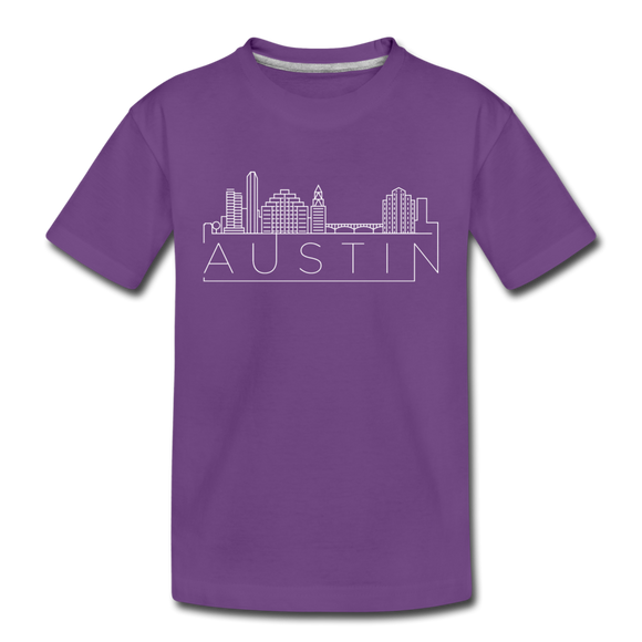 Austin, Texas Youth T-Shirt - Skyline Youth Austin Tee - purple