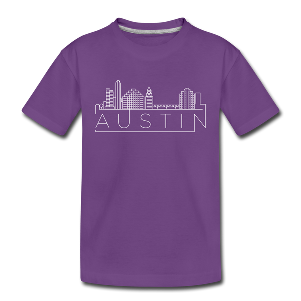 Austin, Texas Youth T-Shirt - Skyline Youth Austin Tee - purple
