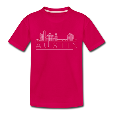 Austin, Texas Youth T-Shirt - Skyline Youth Austin Tee - dark pink