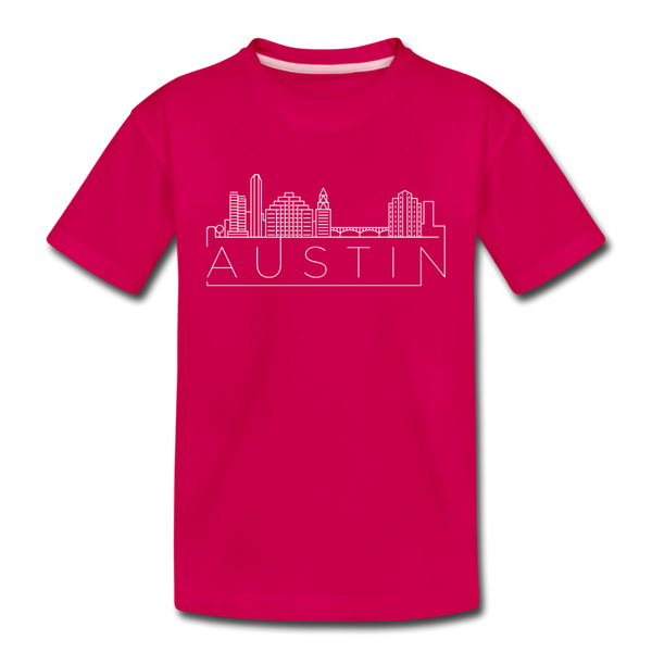 Austin, Texas Youth T-Shirt - Skyline Youth Austin Tee - dark pink