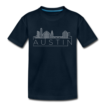 Austin, Texas Youth T-Shirt - Skyline Youth Austin Tee - deep navy
