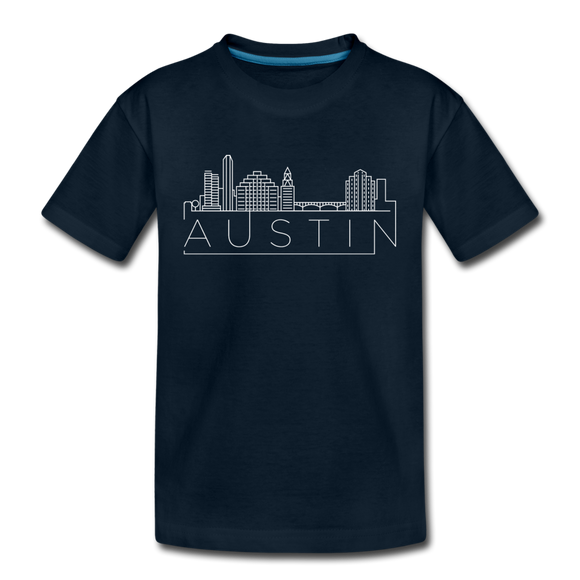 Austin, Texas Youth T-Shirt - Skyline Youth Austin Tee - deep navy