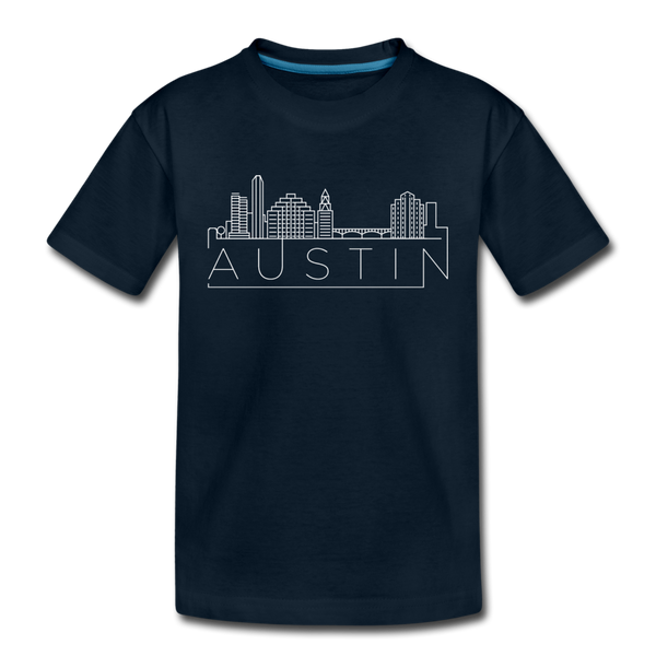 Austin, Texas Youth T-Shirt - Skyline Youth Austin Tee - deep navy