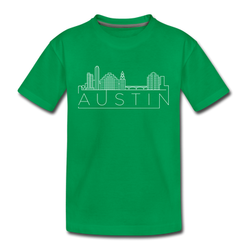 Austin, Texas Youth T-Shirt - Skyline Youth Austin Tee - kelly green