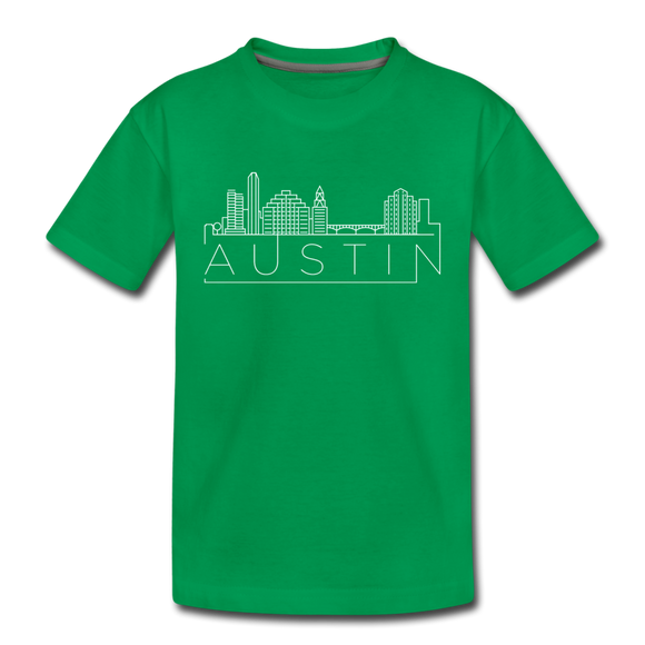 Austin, Texas Youth T-Shirt - Skyline Youth Austin Tee - kelly green