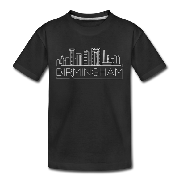 Birmingham, Alabama Youth T-Shirt - Skyline Youth Birmingham Tee - black