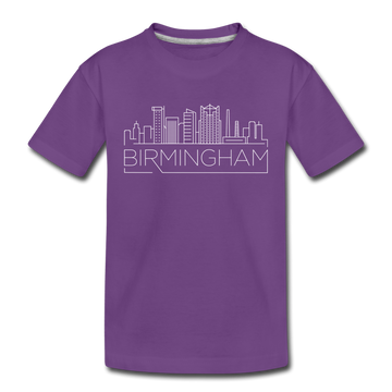 Birmingham, Alabama Youth T-Shirt - Skyline Youth Birmingham Tee - purple