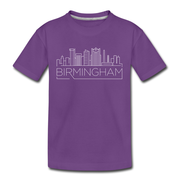 Birmingham, Alabama Youth T-Shirt - Skyline Youth Birmingham Tee - purple