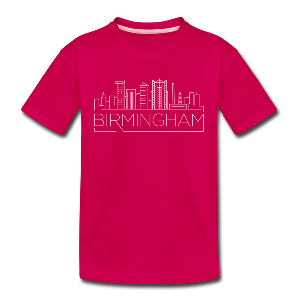 Birmingham, Alabama Youth T-Shirt - Skyline Youth Birmingham Tee - dark pink
