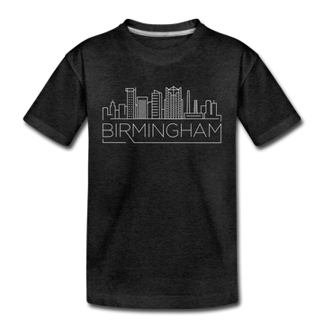 Birmingham, Alabama Youth T-Shirt - Skyline Youth Birmingham Tee - charcoal gray
