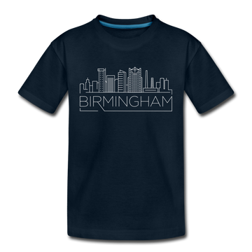 Birmingham, Alabama Youth T-Shirt - Skyline Youth Birmingham Tee - deep navy