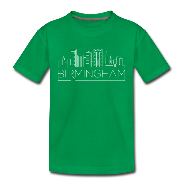 Birmingham, Alabama Youth T-Shirt - Skyline Youth Birmingham Tee - kelly green