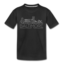Baltimore, Maryland Youth T-Shirt - Skyline Youth Baltimore Tee - black