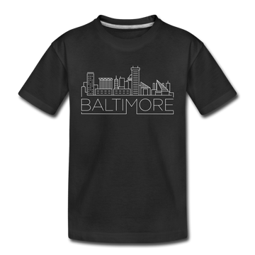 Baltimore, Maryland Youth T-Shirt - Skyline Youth Baltimore Tee - black