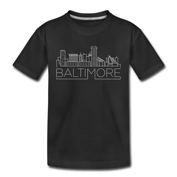 Baltimore, Maryland Youth T-Shirt - Skyline Youth Baltimore Tee - black